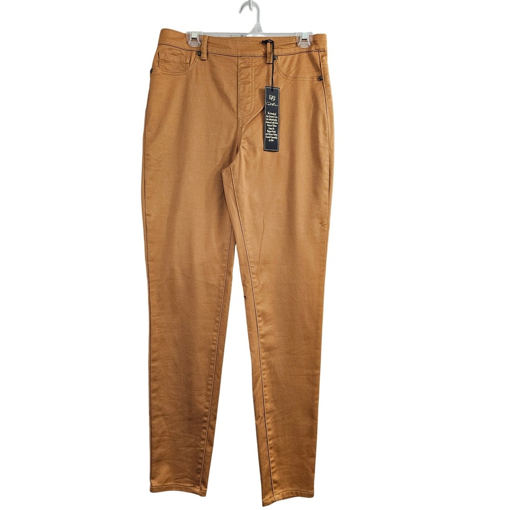 DG2 Diane‎ Gilman Pants Womens MT Brown Solid Pull On High Rise Slim Leg Chino